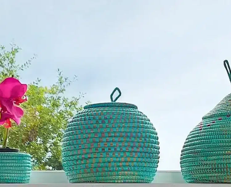 Bijenkorf mandjes in de vensterbank