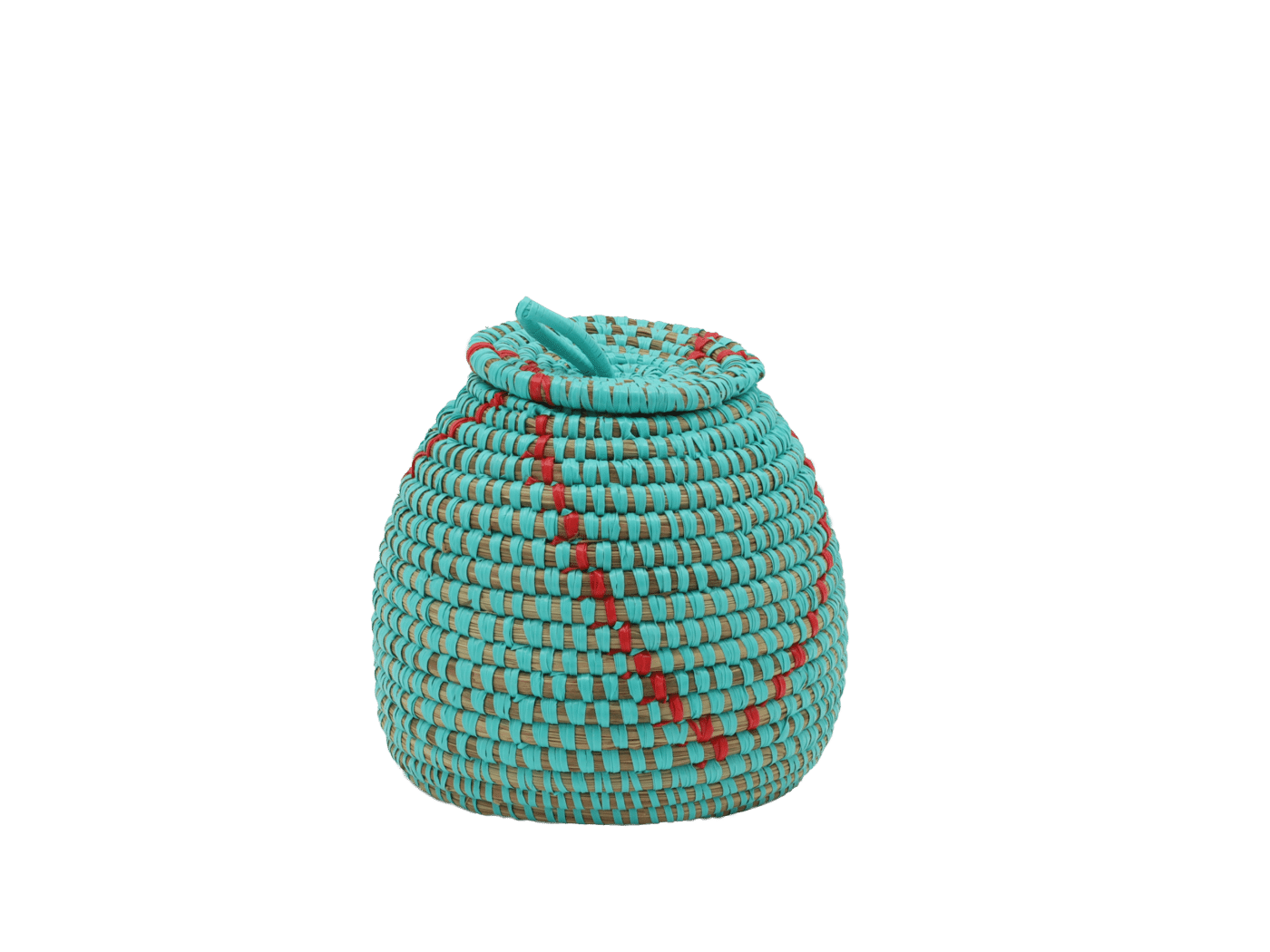 Kleine Mand (H=15cm) - Turquoise/Rood