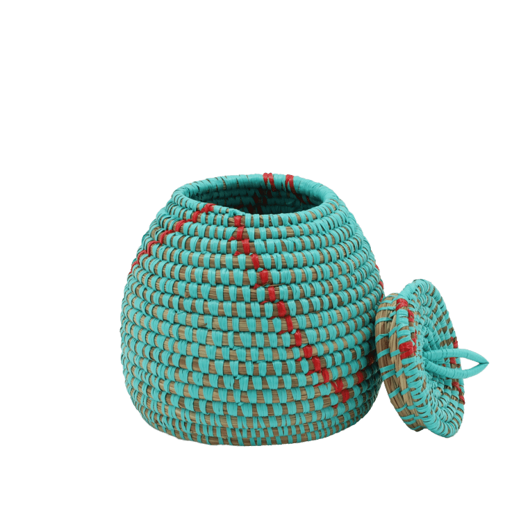 Kleine Mand (10cm) - Turquoise/Rood