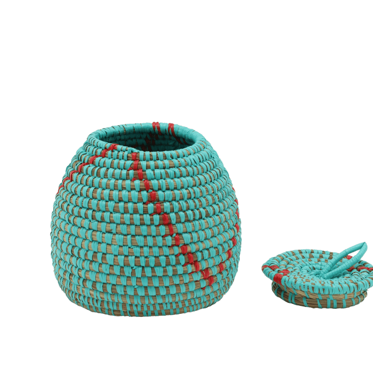 Kleine Mand (10cm) - Turquoise/Rood