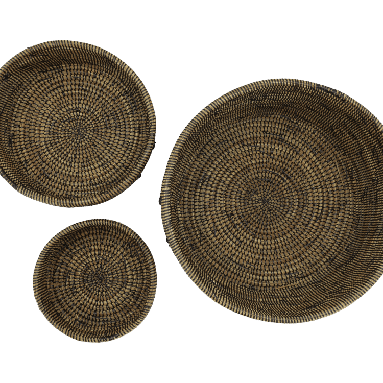 Bovenaanzicht van drie manden