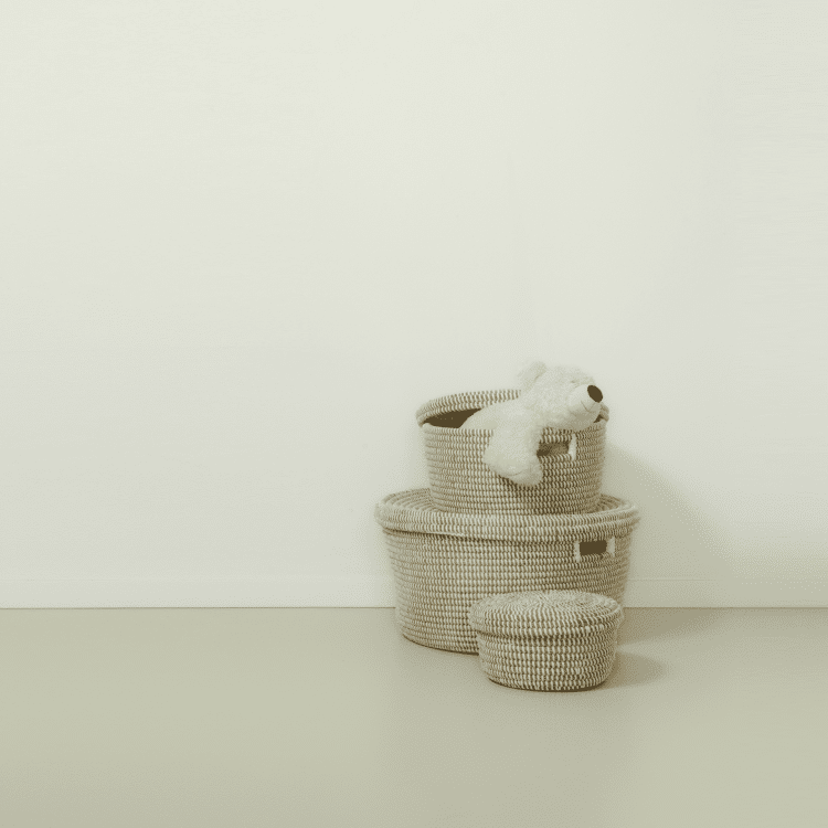 Set van 3 witte manden, sfeerfoto