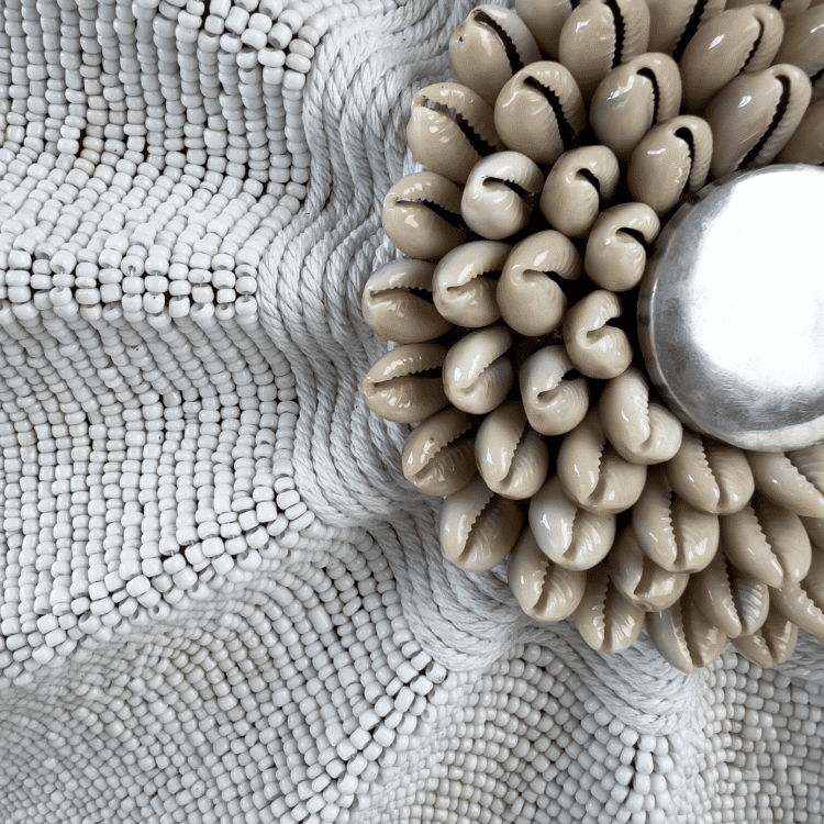 Beaded Shield - White Shell