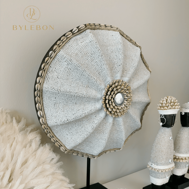 Beaded Shield - White Shell