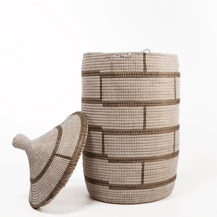 XL Wasmand (50cm) – Bruin/Lijnen