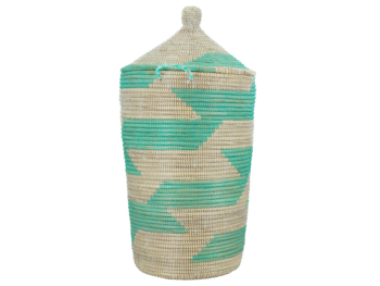 Rieten Wasmand XL – Turquoise - Trapeze