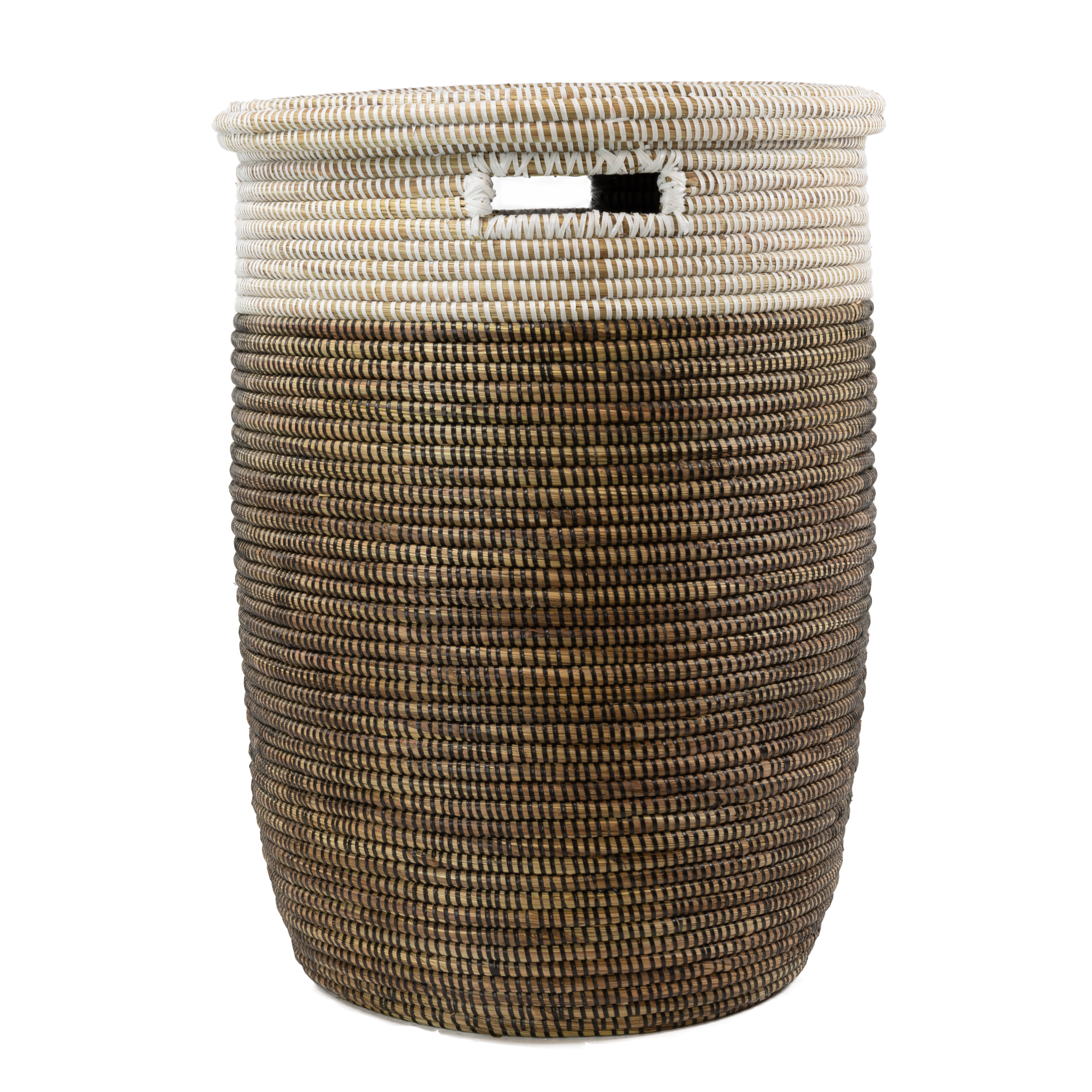 Grote Rieten Wasmand - Bruin (witte rand) - Afbeelding 2