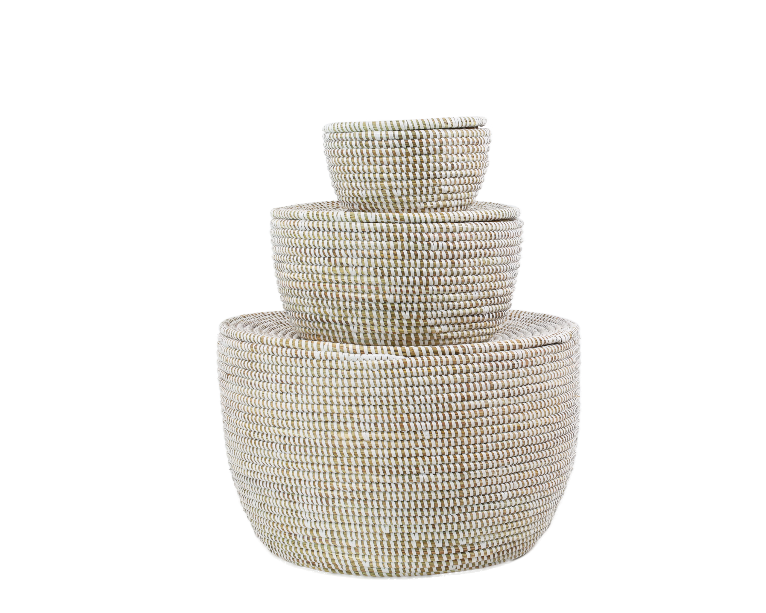 Set van 3 opbergmanden (wit met platte deksel)