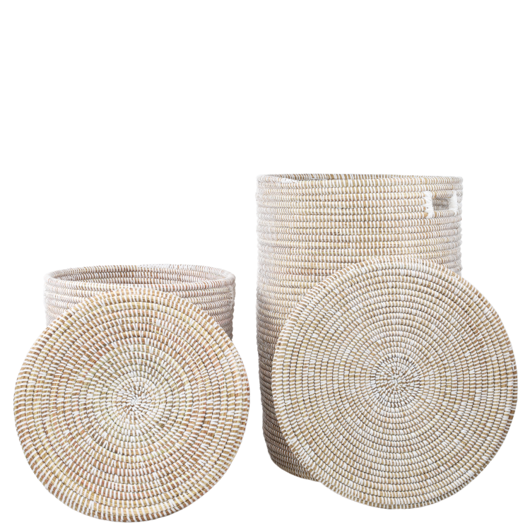 Witte manden set van 2 manden naast elkaar