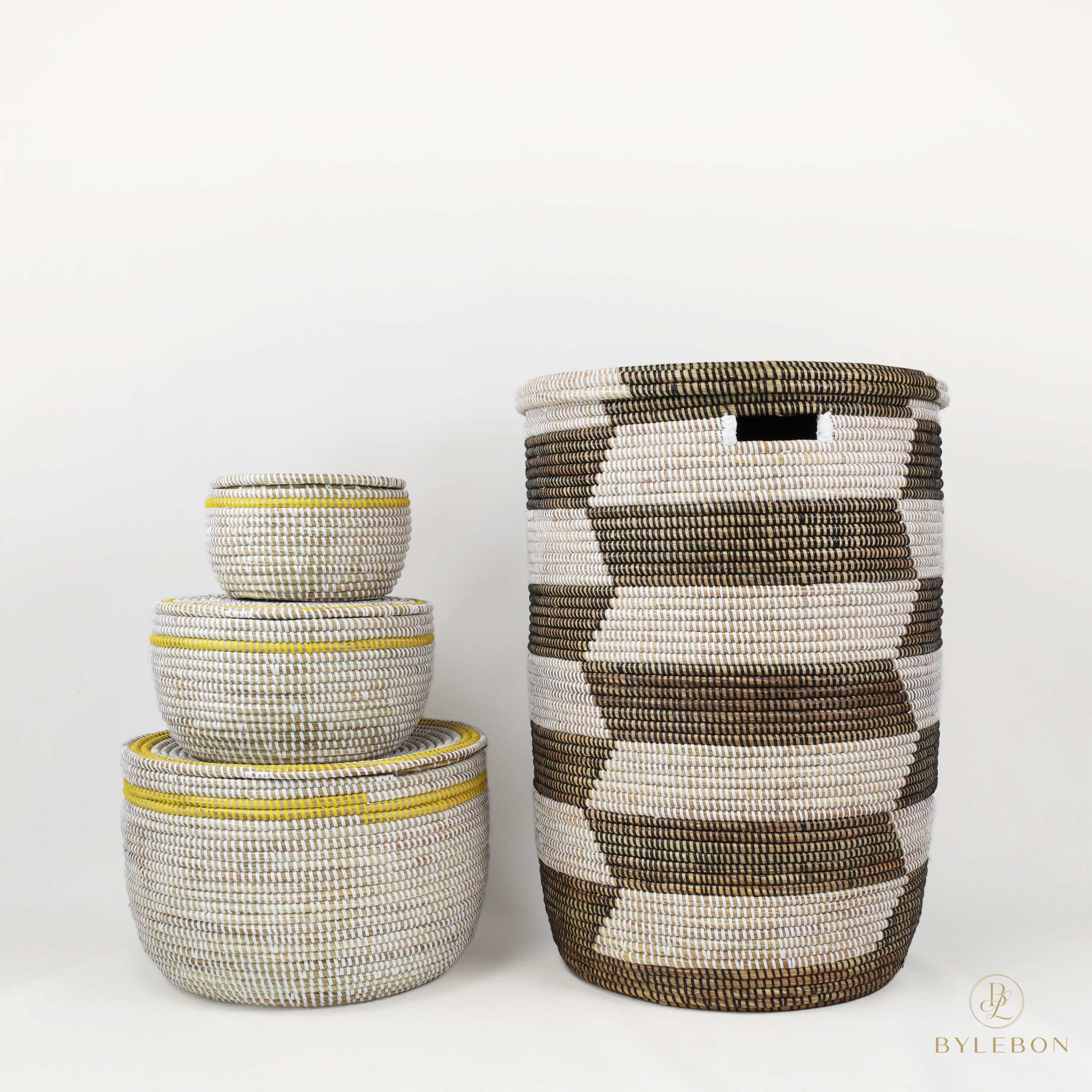 Wasmand met deksel – Trapeze wit/zwart - Afbeelding 4