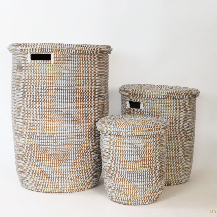 Set witte wasmanden en prullenbakje - Afbeelding 5