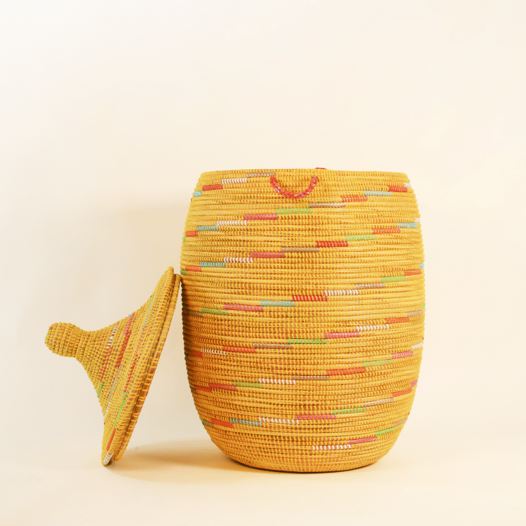 Bolle Rieten Wasmand - Geel Multicolor - Afbeelding 3