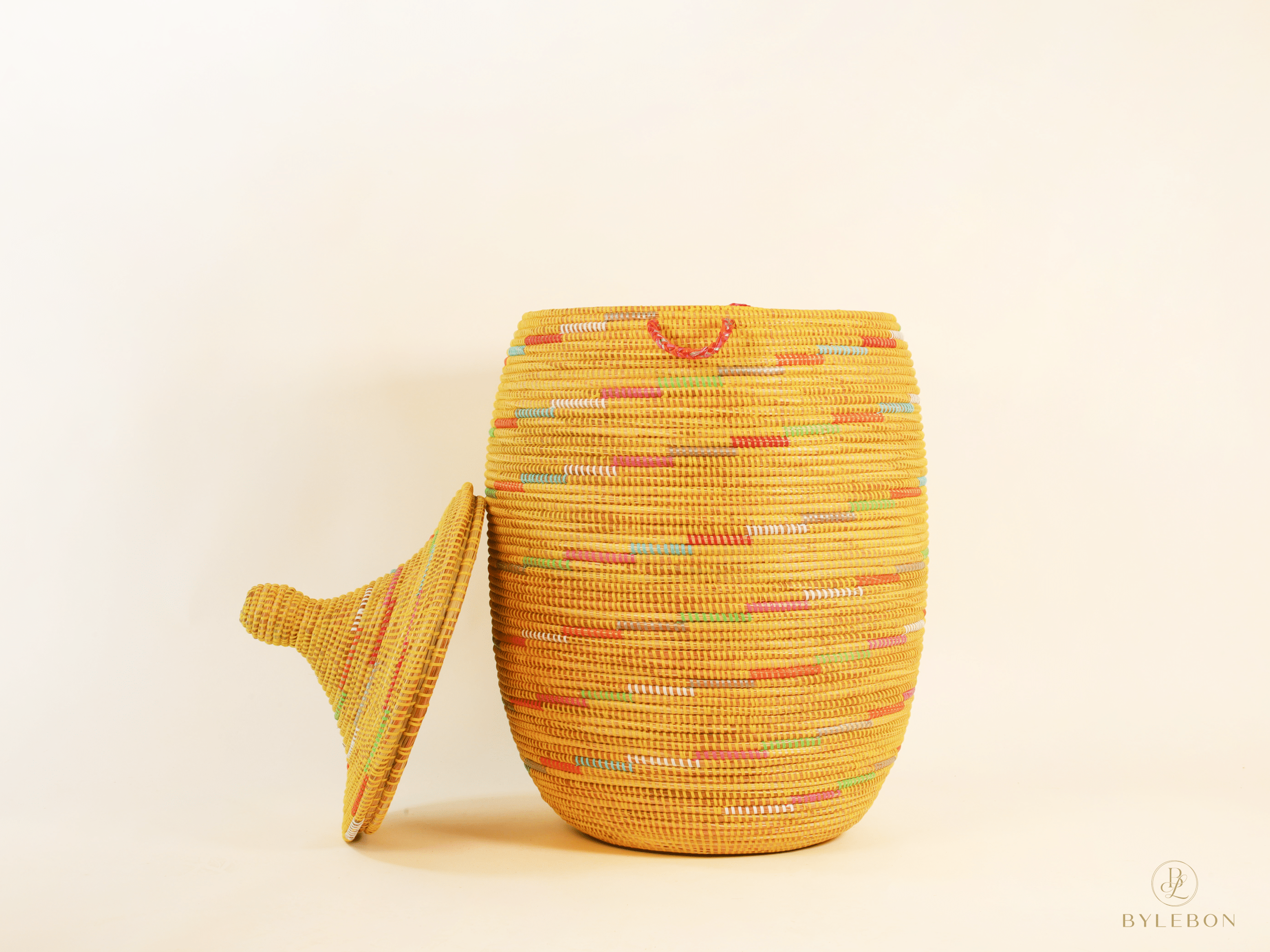 Bolle Rieten Wasmand - Geel Multicolor - Afbeelding 3
